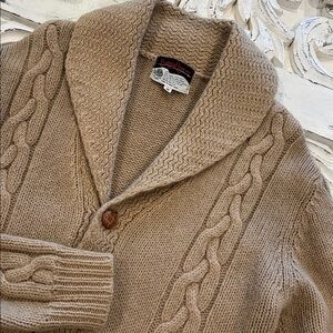 Bengal Lancer VTG Fisherman Style 100% Shetland Wool Cardigan Sweater Mens M